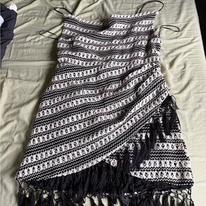 Fashion Nova Black and White Fringe Dress
